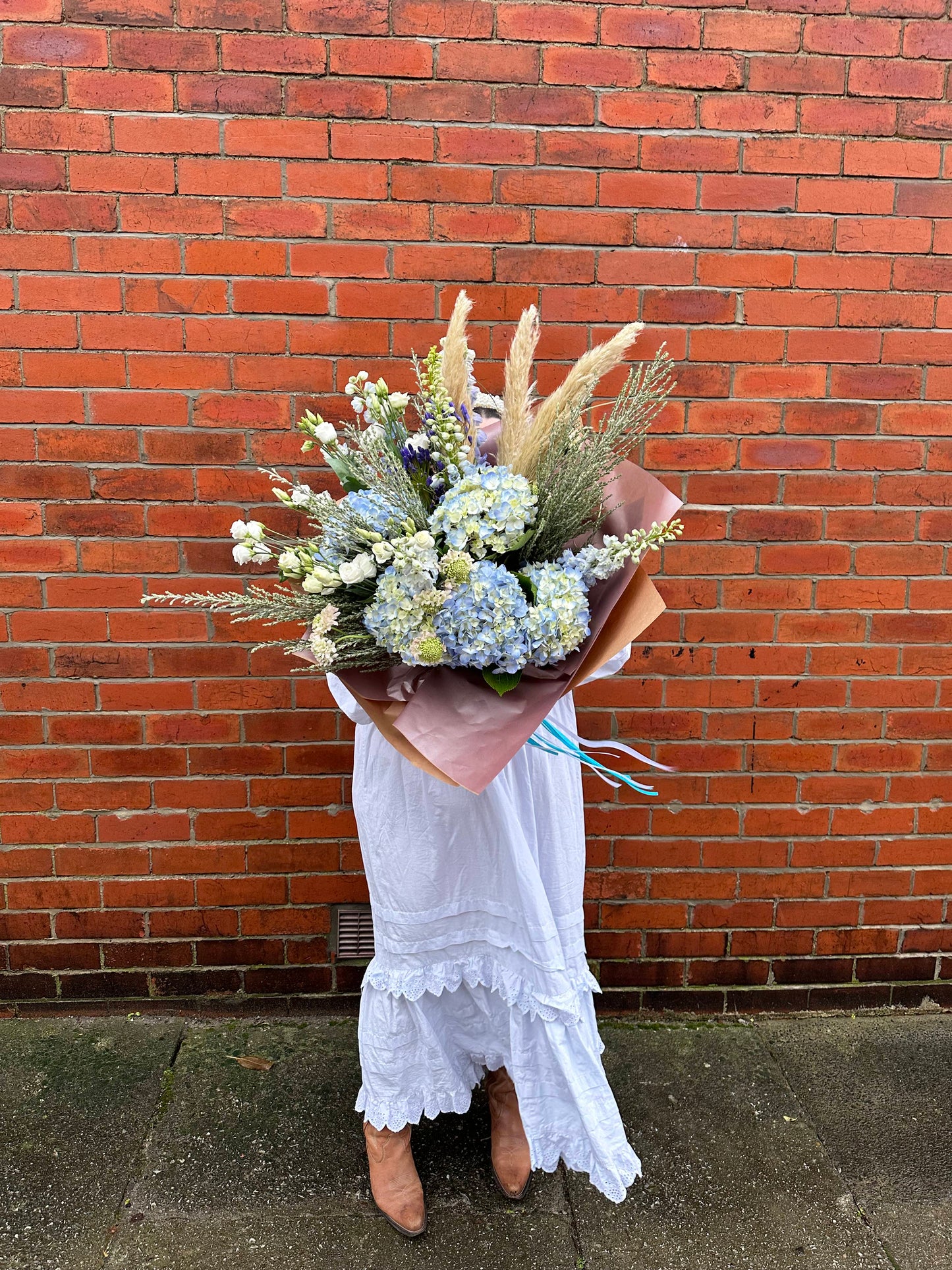 Blue and green wild large flower bouquet by Sunday Girl Floral in Newcastle