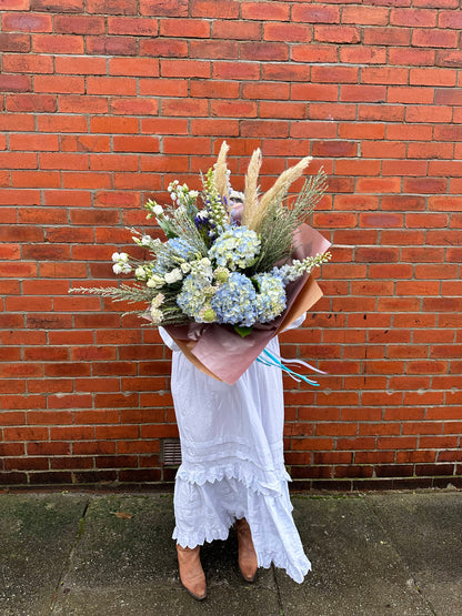 Blue and green wild large flower bouquet by Sunday Girl Floral in Newcastle