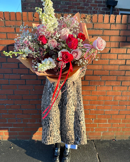 Bright and bold large flower bouquet with roses by Sunday Girl Floral in Newcastle