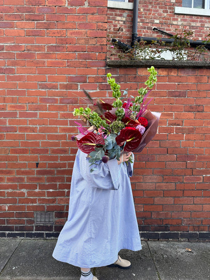 Scultural large flower bouquet with bold anterium by Sunday Girl Floral florist in Newcastle